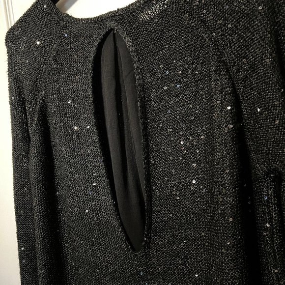 Mirumi-NWT-Long sleeve Sparkle Sweater-Sheer-Lace-Medium-Open Back-Long in back - Picture 12 of 14